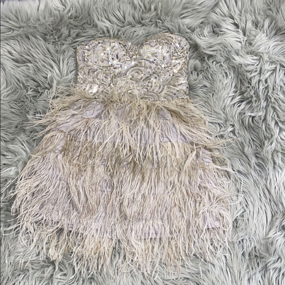 Feathered Sequin Dress